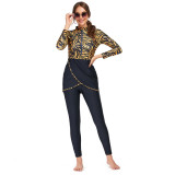 Muslim long sleeves full length pants sun protection three-piece swimsuit