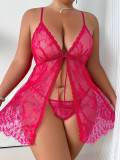 Plus Size Women Red Lace Dress Sexy Lingerie