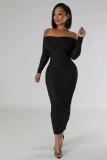 Women Solid Off Shoulder Maxi Dress