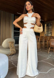 Women Strapless Halter Neck elegant Solid hollow Jumpsuit