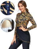 Muslim long sleeves full length pants sun protection three-piece swimsuit