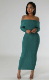 Women Solid Off Shoulder Maxi Dress