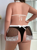 Plus Size Women Black and White Role Play Sexy Lingerie