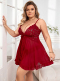 Plus Size Women Red Lace Dress Sexy Lingerie