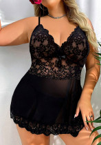 Plus Size Women Black Lace Dress Sexy Lingerie