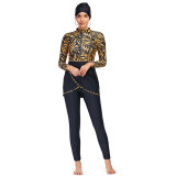 Muslim long sleeves full length pants sun protection three-piece swimsuit