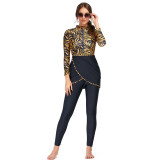 Muslim long sleeves full length pants sun protection three-piece swimsuit