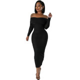 Women Solid Off Shoulder Maxi Dress