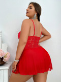 Plus Size Women Red Lace Dress Sexy Lingerie