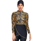 Muslim long sleeves full length pants sun protection three-piece swimsuit