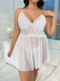 Plus Size Women White Lace Dress Sexy Lingerie