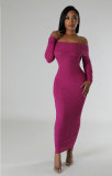 Women Solid Off Shoulder Maxi Dress