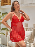 Plus Size Women Red Lace Dress Sexy Lingerie