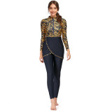 Muslim long sleeves full length pants sun protection three-piece swimsuit