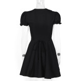 Women summer puff sleeve V-neck sexy puffy dress