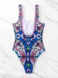 Women's Sexy Print Strap One-Piece Swimsuit