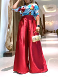 Women's Printed Short Sleeve Shirt Casual Loose Wide Leg Pants African Two-Piece Suit