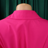Women's Turndown Collar Solid Color Fashion Loose Casual Button Irregular Shirt Dress