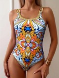 Women's Sexy Print Strap One-Piece Swimsuit