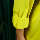 Women's Turndown Collar Solid Color Fashion Loose Casual Button Irregular Shirt Dress