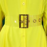 Women's Turndown Collar Solid Color Fashion Loose Casual Button Irregular Shirt Dress