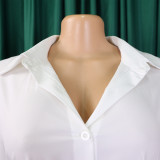 Women's Turndown Collar Solid Color Fashion Loose Casual Button Irregular Shirt Dress