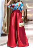 Women's Printed Short Sleeve Shirt Casual Loose Wide Leg Pants African Two-Piece Suit