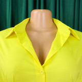 Women's Turndown Collar Solid Color Fashion Loose Casual Button Irregular Shirt Dress