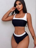 Black And White Color Matching Sexy Bikini Swimsuit