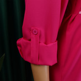 Women's Turndown Collar Solid Color Fashion Loose Casual Button Irregular Shirt Dress