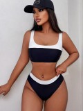 Black And White Color Matching Sexy Bikini Swimsuit