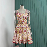 Summer Style Embroidery Sexy Strap Ruffle Slim Waist Women Short Dress