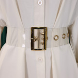 Women's Turndown Collar Solid Color Fashion Loose Casual Button Irregular Shirt Dress