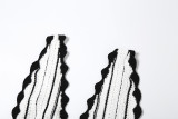 Summer Lace-Up Deep V Low Back Tops High Waist Slim Striped Skirt Two Piece Set