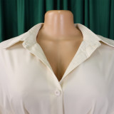 Women's Turndown Collar Solid Color Fashion Loose Casual Button Irregular Shirt Dress