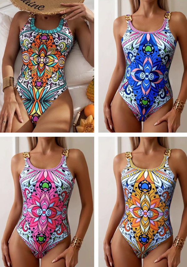 Women's Sexy Print Strap One-Piece Swimsuit