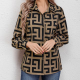 Women long sleeve loose print shirt