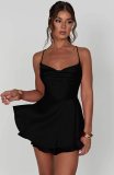 Summer Sexy Solid Color Strap Low Back Slim Waist Short Dress