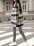 Women autumn and winter long-sleeved plaid Turndown Collar jacket