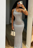 Women summer one-shoulder sleeveless Backless dress