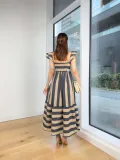 Summer Women elegant Off Shoulder stripe Strap Dress