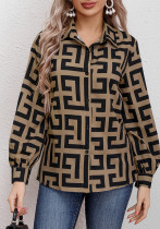 Women long sleeve loose print shirt