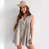 Women summer sleeveless loose jumpsuits