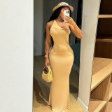 Women summer one-shoulder sleeveless Backless dress