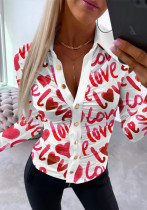 Women Heart Print Printed Pleated Shirt