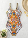 Women's Sexy Print Strap One-Piece Swimsuit