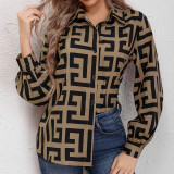 Women long sleeve loose print shirt