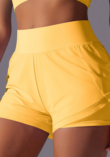 Solid Color Double-Layer Breathable Sports Tennis Yoga Shorts Running Fitness Women's Yoga Shorts