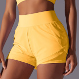 Solid Color Double-Layer Breathable Sports Tennis Yoga Shorts Running Fitness Women's Yoga Shorts