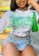 Women's Fashion Print Short Sleeve T-Shirt Trendy Ladies Top